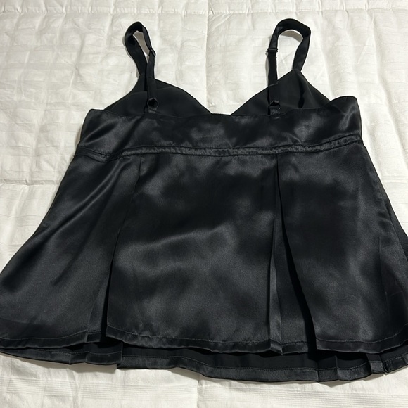 Black silk cute little blouse bow in front zip side and adjustable straps - Picture 3 of 3